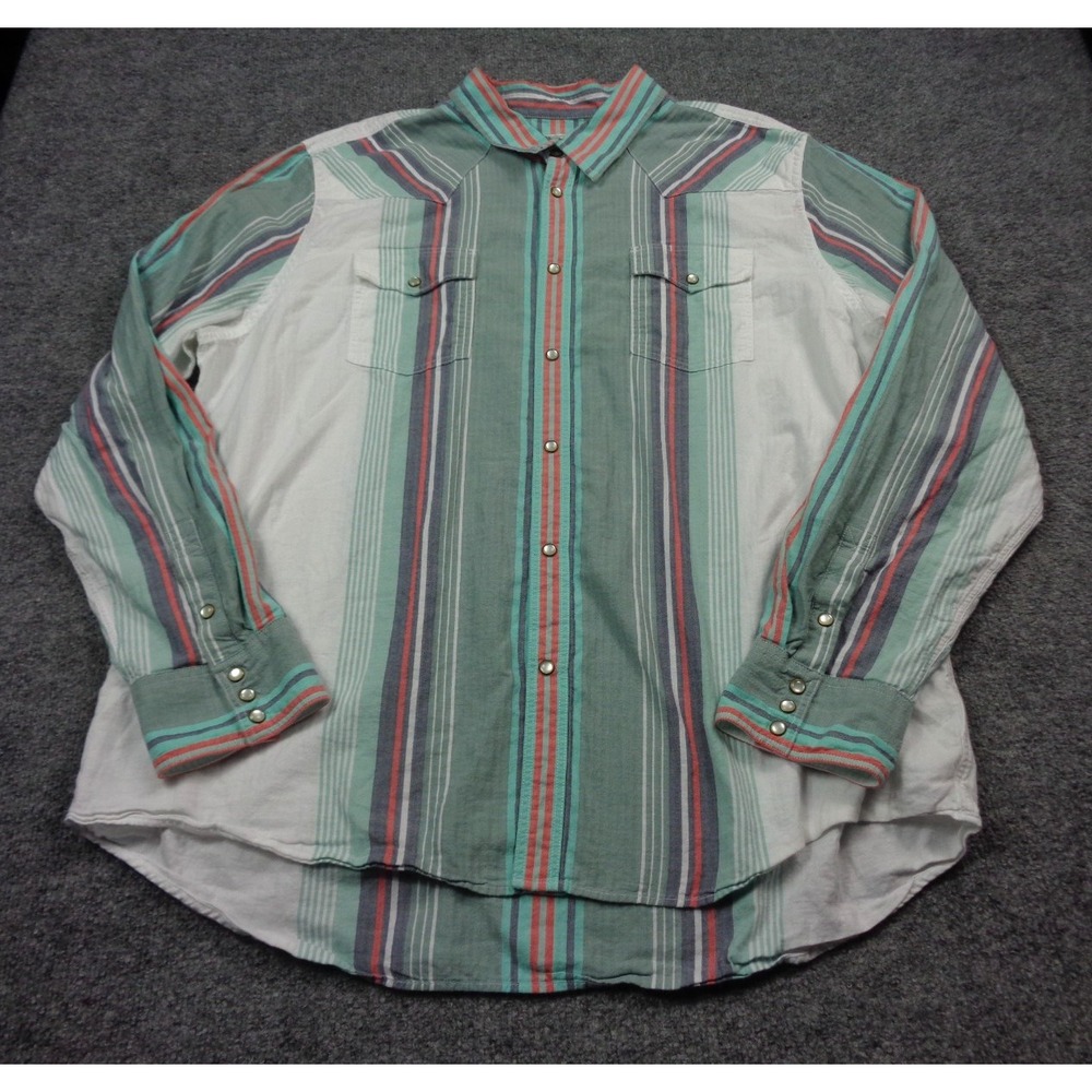 Tecovas Shirt Mens 2XL Brushed Cotton Pearl Snap Striped Long Sleeve